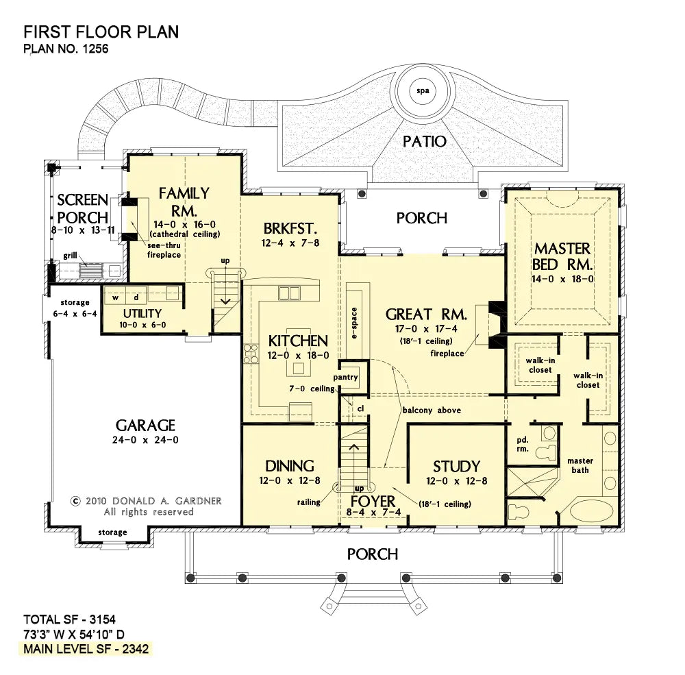 This is the first floor plan image for farmhouse house plan 1256 The Eastlake