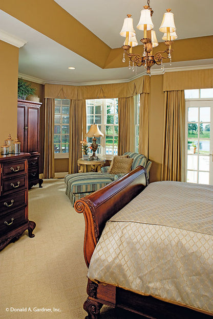 Master bedroom suite pictured for house plan 1009 The Edgewater