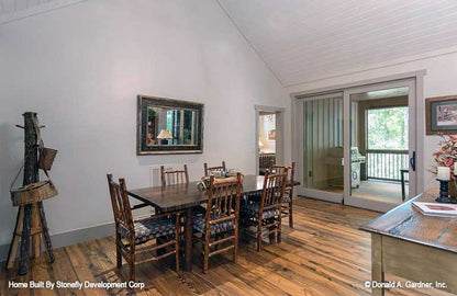 Sliding glass patio door in the dining room. The Eleanor plan 1314.