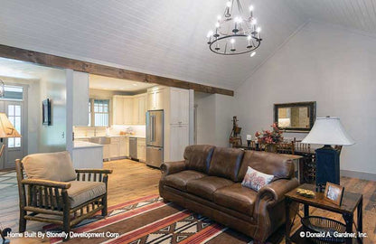 Great room view into the kitchen. The Eleanor plan 1314.