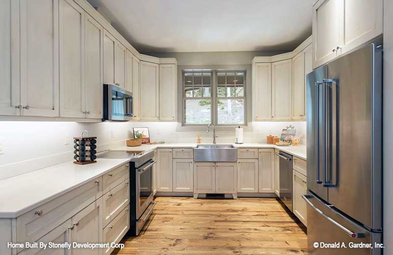 Stainless-steel appliances in the kitchen. The Eleanor plan 1314.