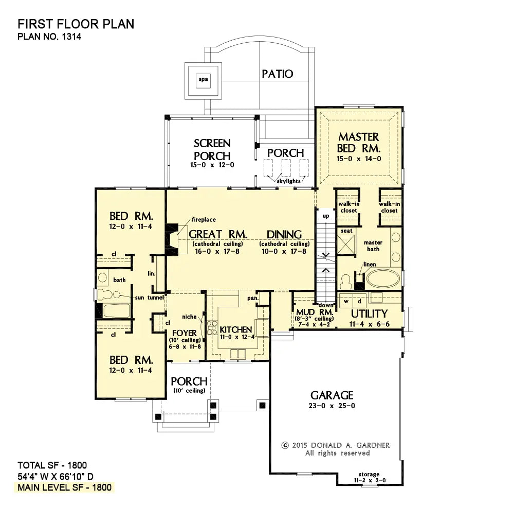 This is the first floor plan image for simple house plan 1314 The Eleanor