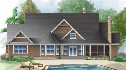 This is an illustration of the rear of craftsman house plan 1402 The Emerson