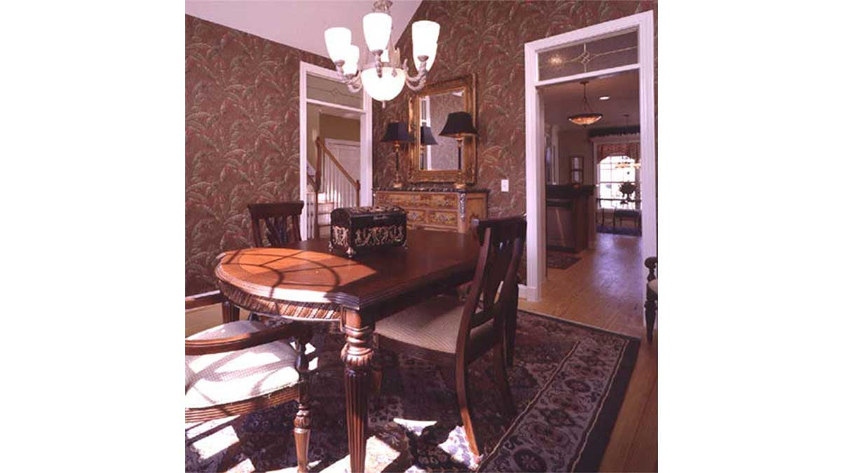 Wood flooring in the dining room. The Emory plan 804.