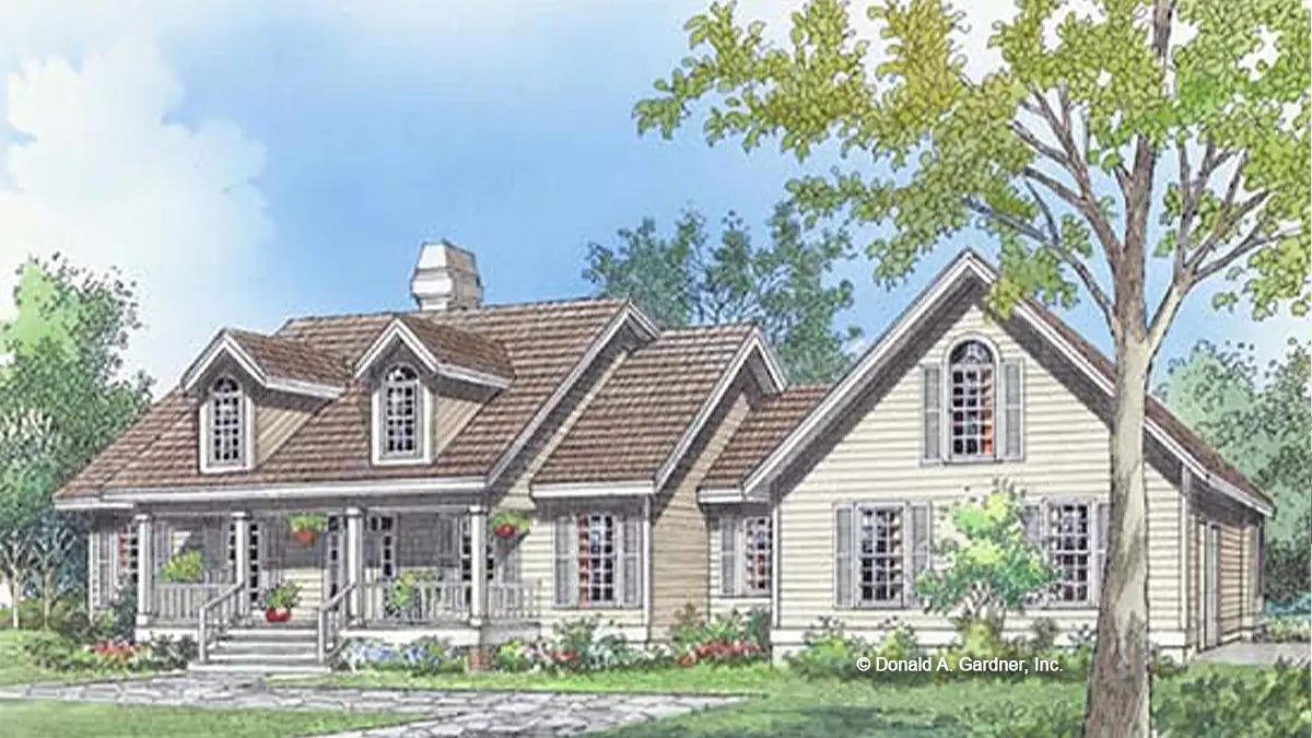 This is an illustration of the front of country house plan 510 The Erindale