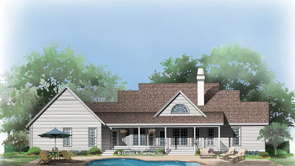 This is an illustration of the rear of three bedroom house plan 510 The Erindale