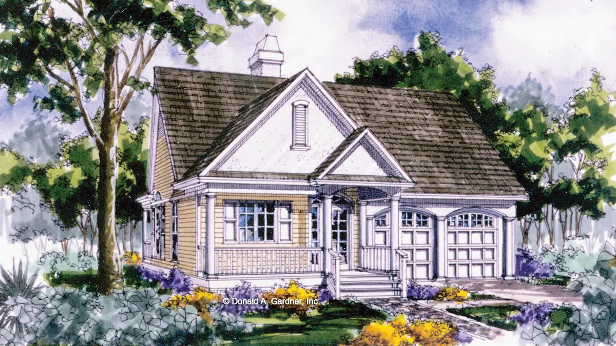 This is an illustration of the front of small house plan 709 The Essex