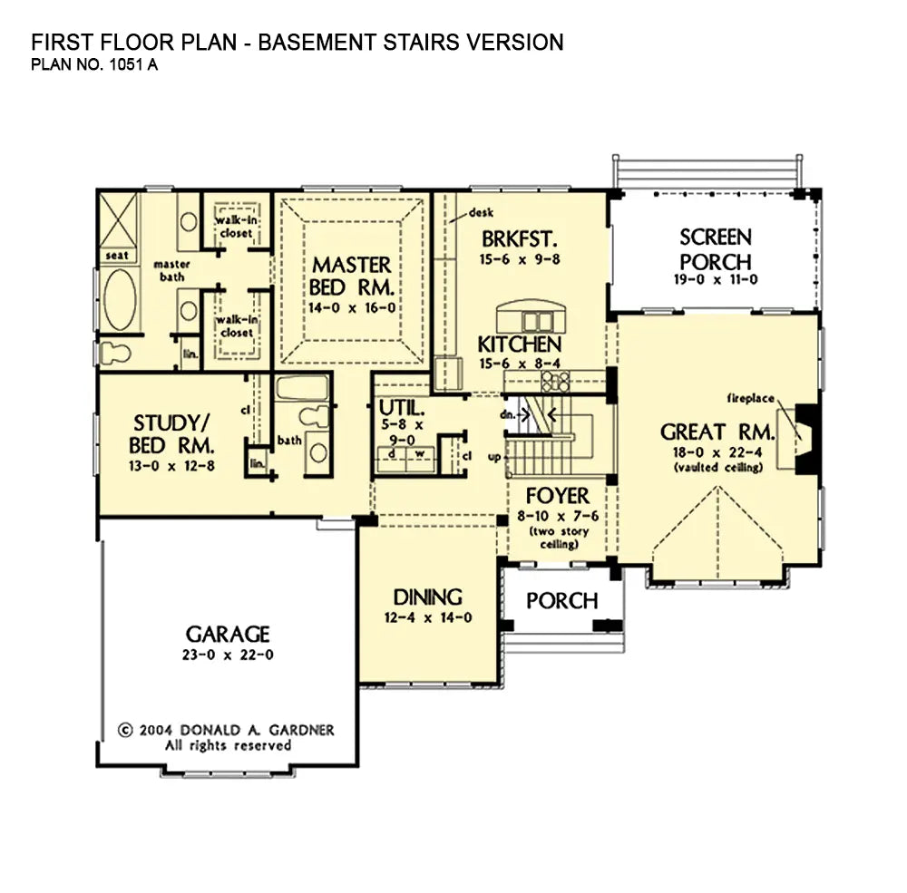 This is the first floor plan image for two story house plan 1051 The Eton if the home is built over a basement