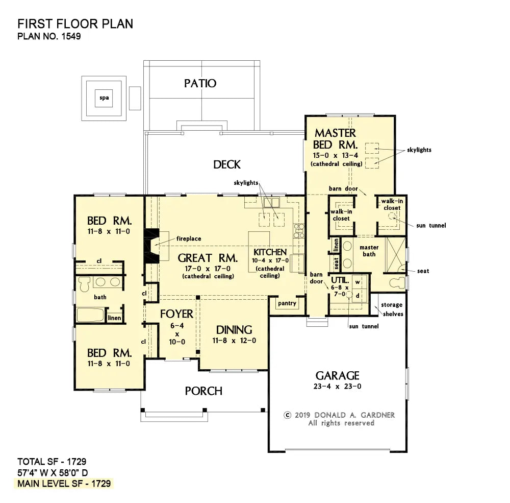 This is the first floor plan image for simple house plan 1549 The Eugene