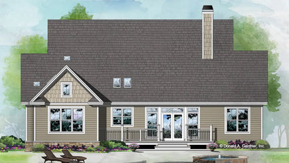 This is an illustration of the rear of family house plan 1549 The Eugene