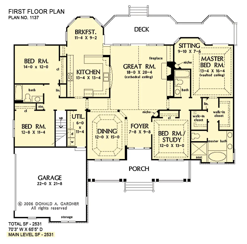 This is the first floor plan image for craftsman house plan 1137 The Evangeline