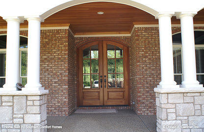 This is a photograph of the front porch of one story house plan 1137 The Evangeline as built by a customer