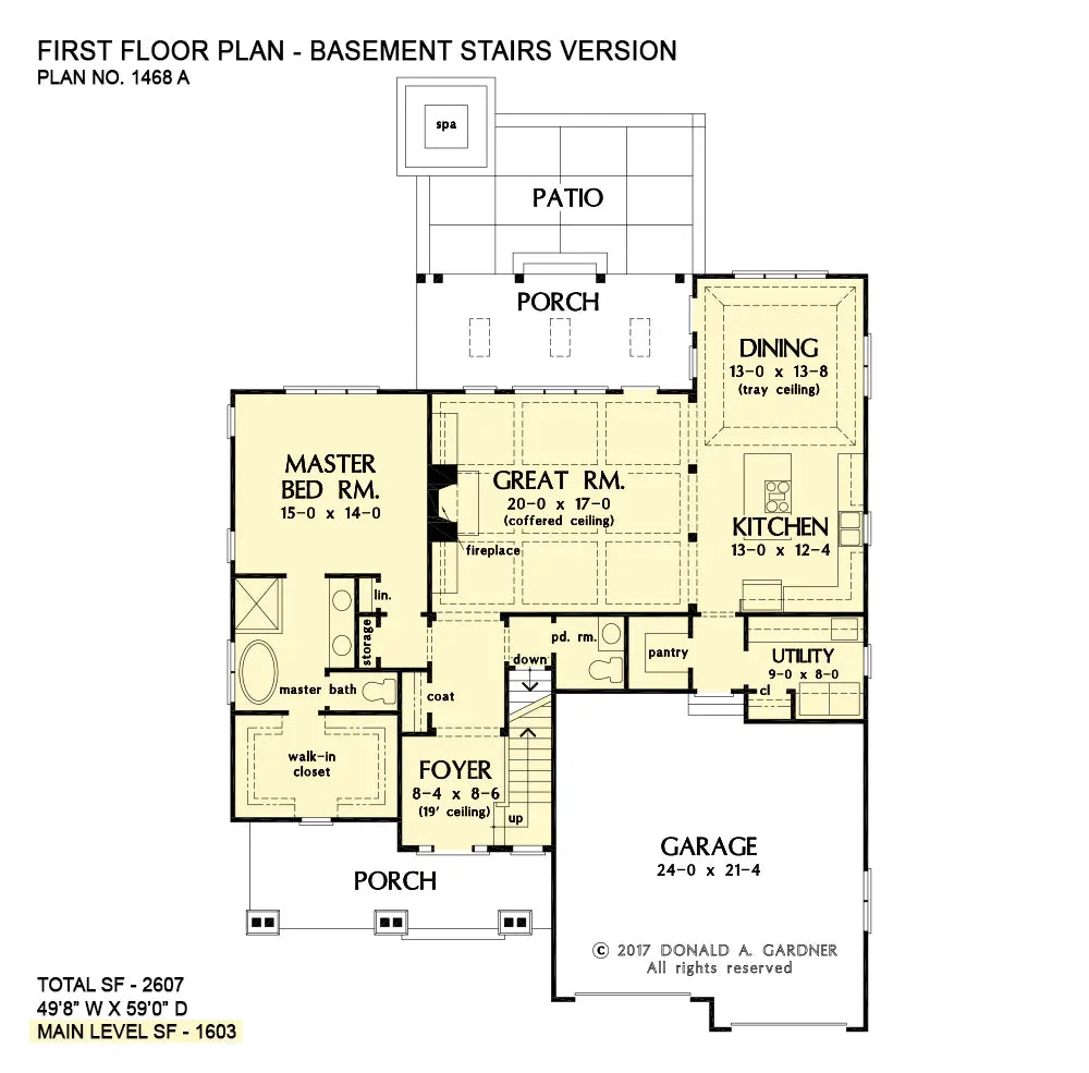 This is the first floor plan image for two story house plan 1468 The Everett if the home is built over a basement