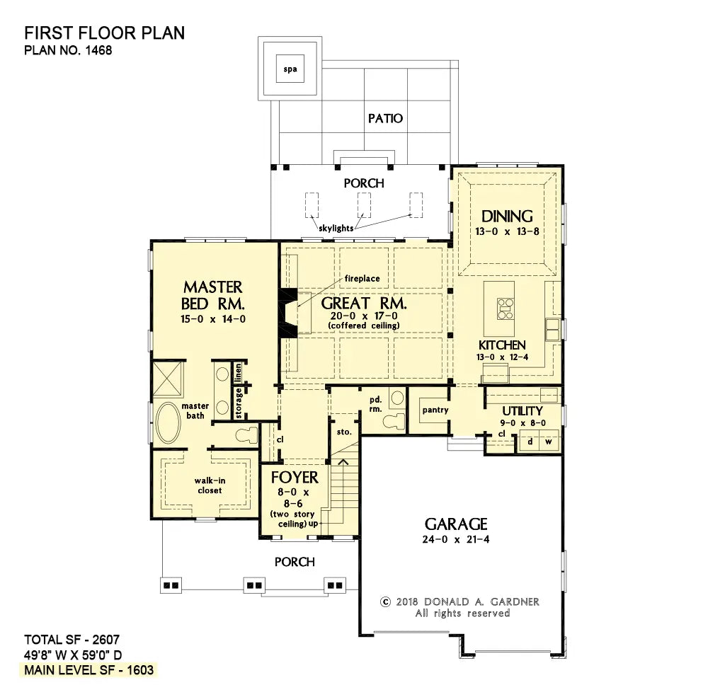 This is the first floor plan image for cottage house plan 1468 The Everett