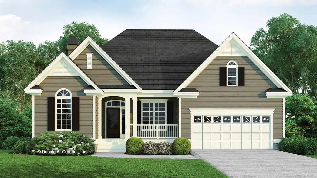 This is an illustration of the front of small house plan 896 The Fenmore