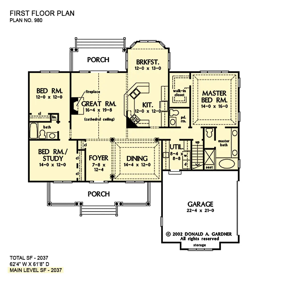 This is the first floor plan image for southern living house plan 980 The Fernley