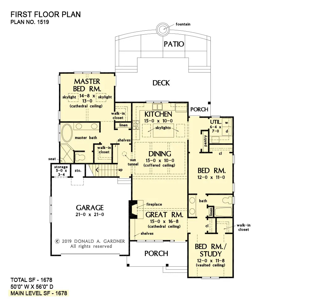 This is the first floor plan image for simple house plan 1519 The Fillion