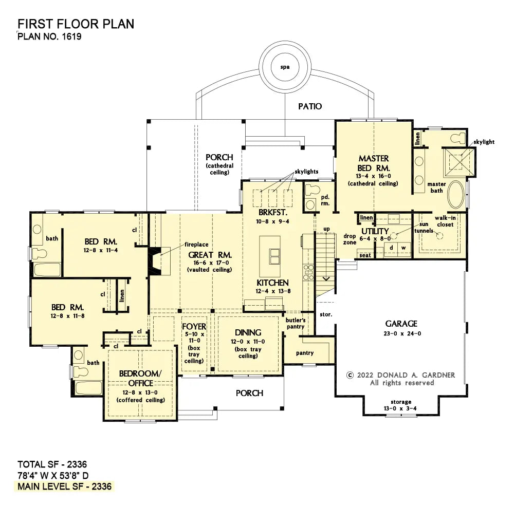 This is the first floor plan image for modern farmhouse house plan 1619 The Finnian