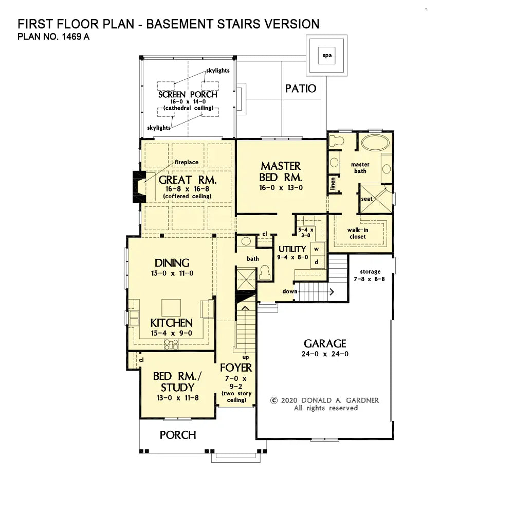 This is the first floor plan image for two story house plan 1469 The Fiona if the home is built over a basement