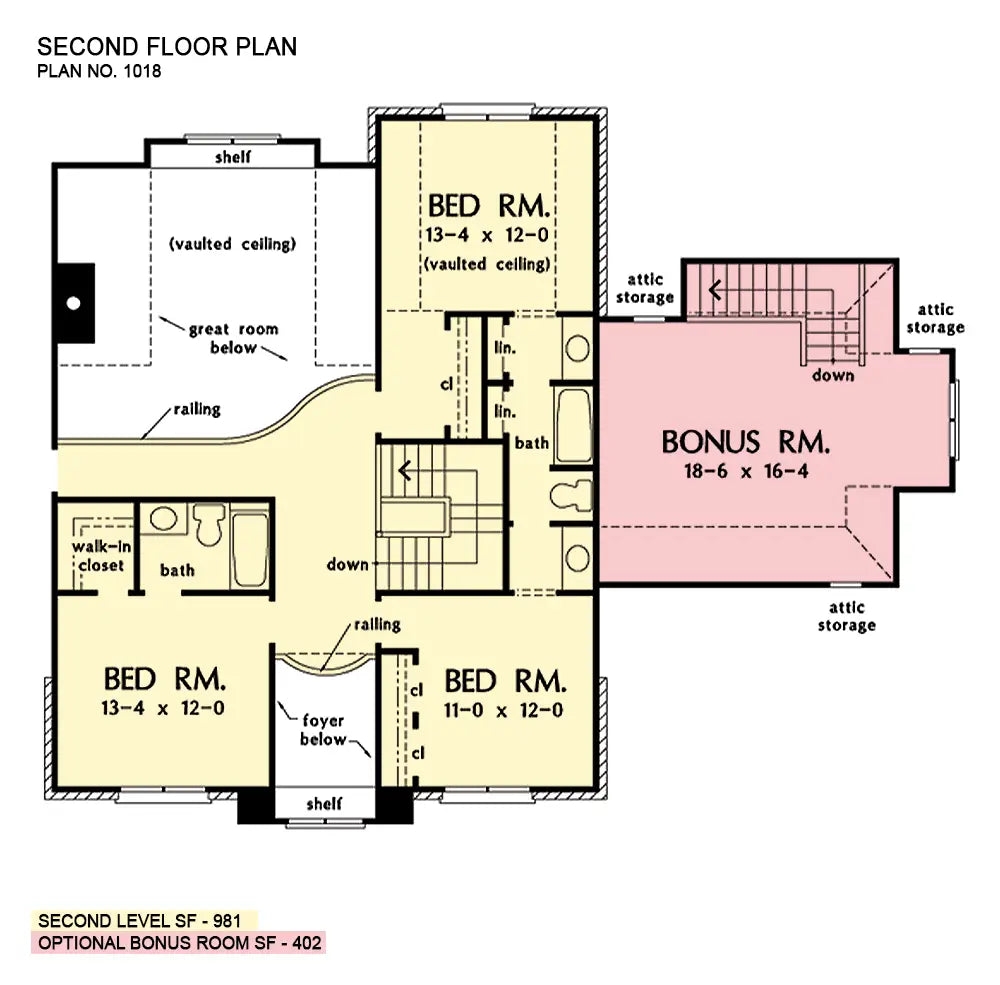 This is the second floor plan image for farmhouse plan 1018 The Fitzgerald