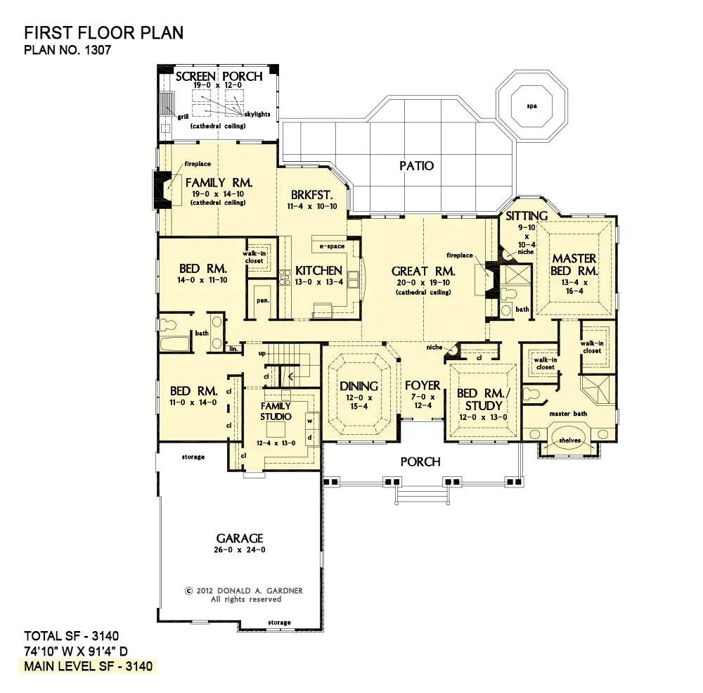 This is the first floor plan image for luxury house plan 1307 The Flagler