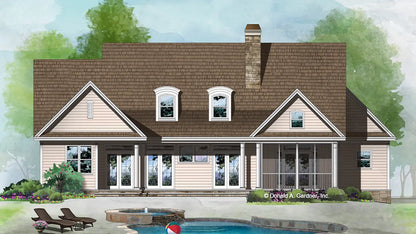 This is an illustration of the rear of family house plan 1072 The Flannel Creek