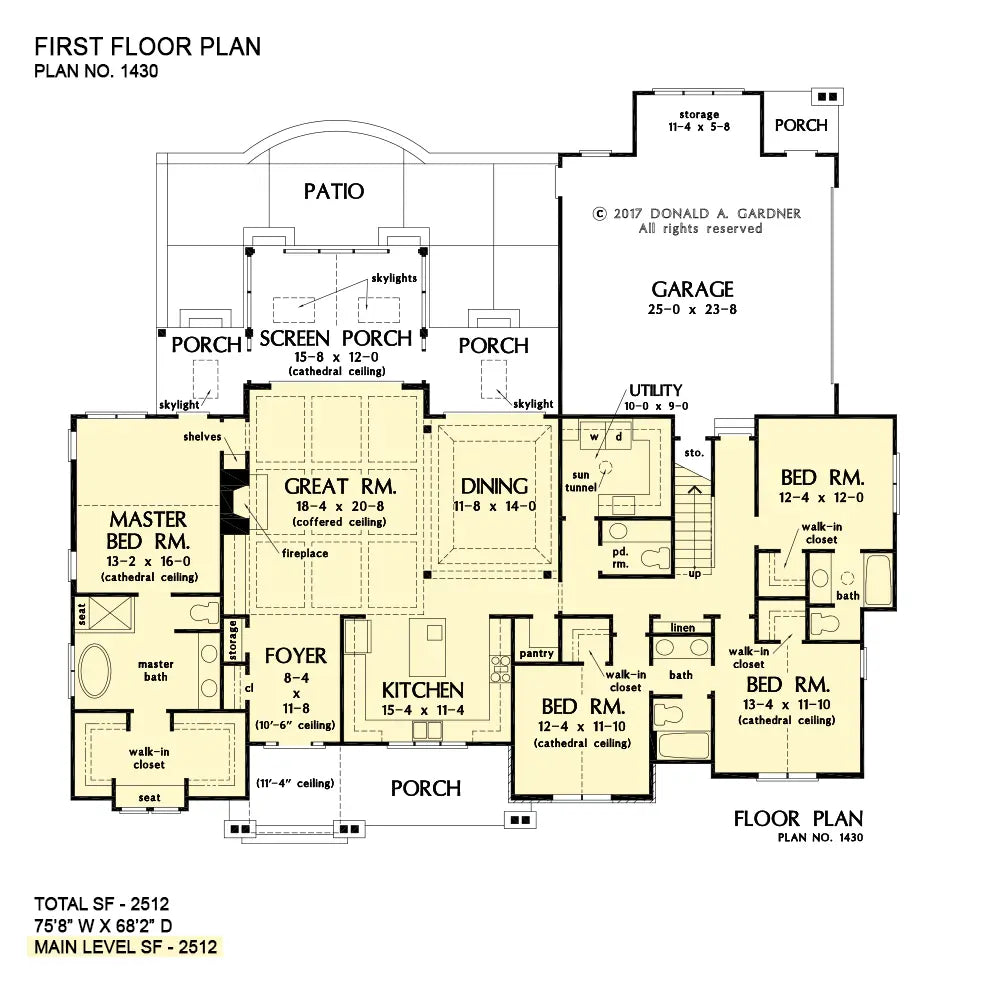 This is the first floor plan image for craftsman house plan 1430 The Fletcher