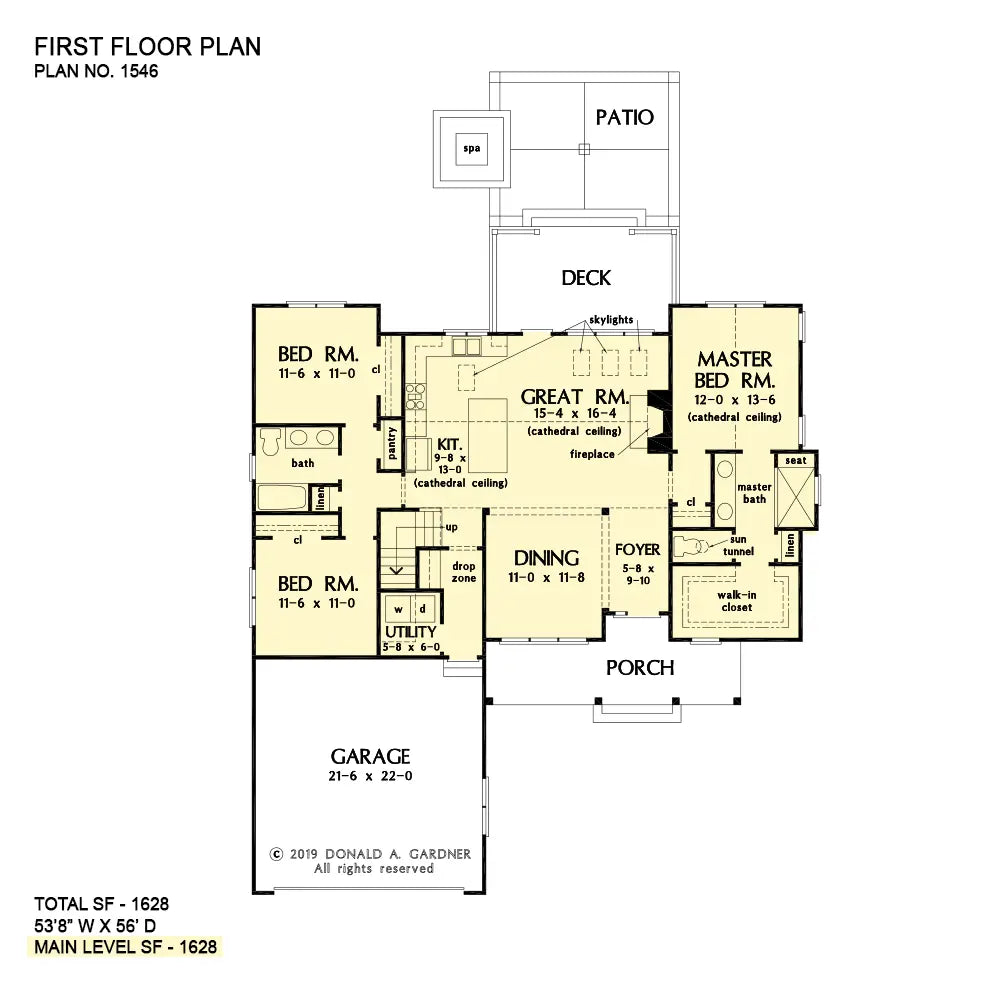 This is the first floor plan image for Craftsman house plan 1546 The Francis