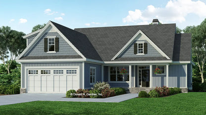 This is an illustration of the front of Craftsman house plan 1546 The Francis