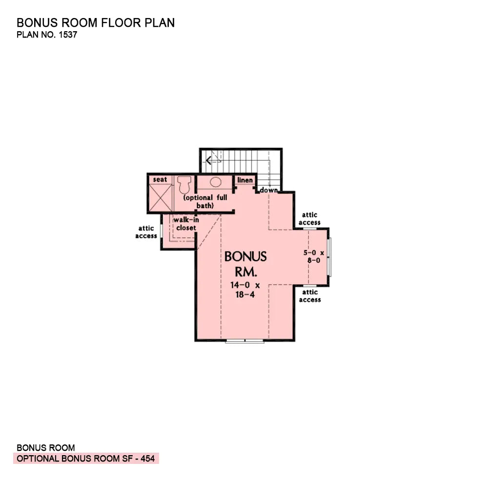 This is the bonus room floor plan image for modern farmhouse plan 1537 The Freya