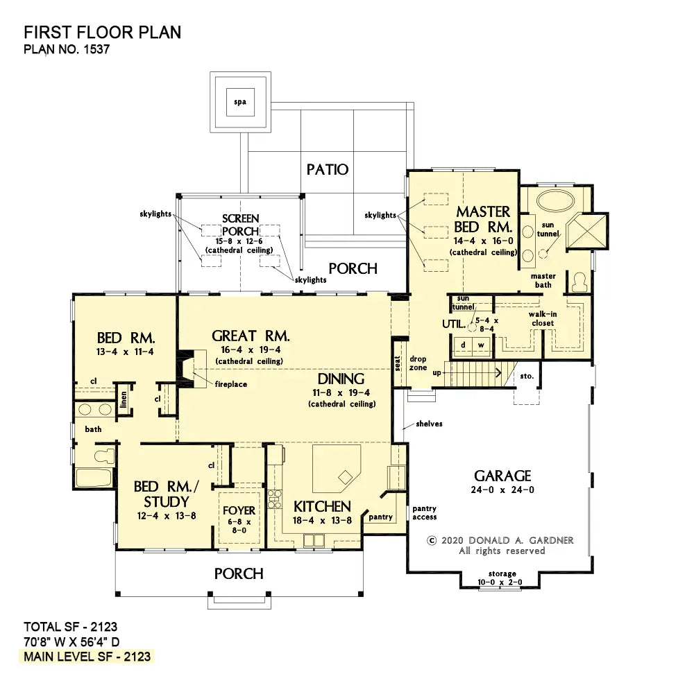 This is the first floor plan image for simple house plan 1537 The Freya