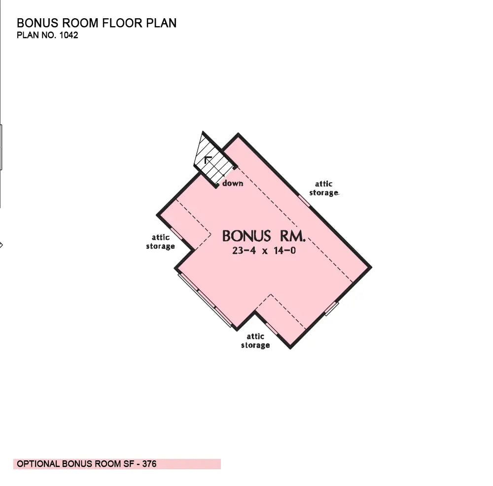 This is the bonus room floor plan image for craftsman house plan 1042 The Gadberry