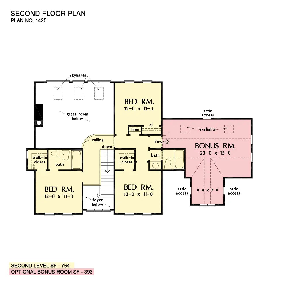 This is the second floor plan image for two story house plan 1425 The Galway