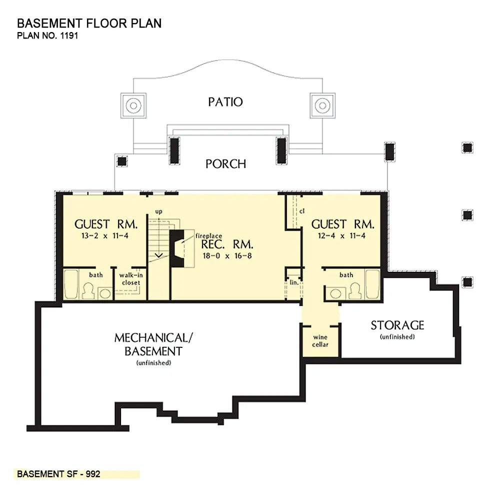 This is the basement floor plan image for rustic house plan 1191 The Genova