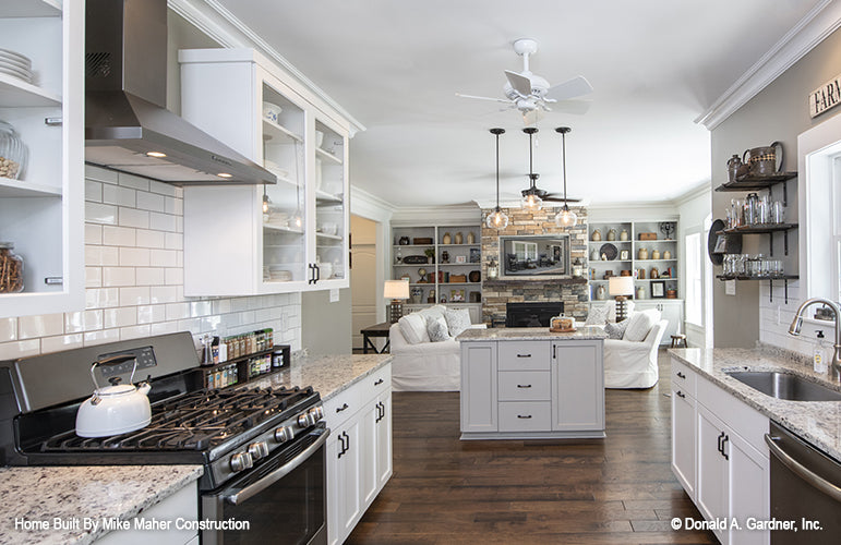 Stainless-steel appliances in the kitchen. The Gentry plan 977.