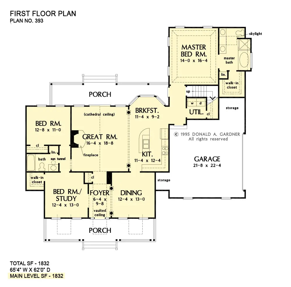 This is the first floor plan image for three bedroom house plan 393 The Georgetown