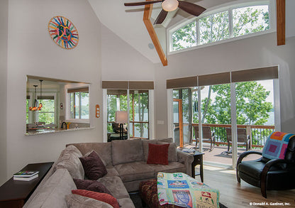 This is a photograph of the open great room of mountain house plan 734 The Gilchrist as built by a customer