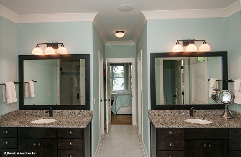 This is a photograph of the master bath of mountain house plan 734 The Gilchrist as built by a customer