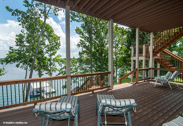 This is a photograph of the porch of mountain house plan 734 The Gilchrist as built by a customer