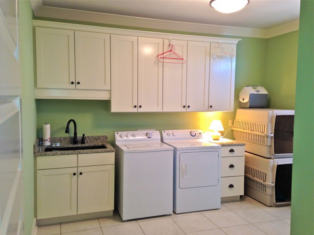 This is a photograph of the utility room of mountain house plan 734 The Gilchrist as built by a customer