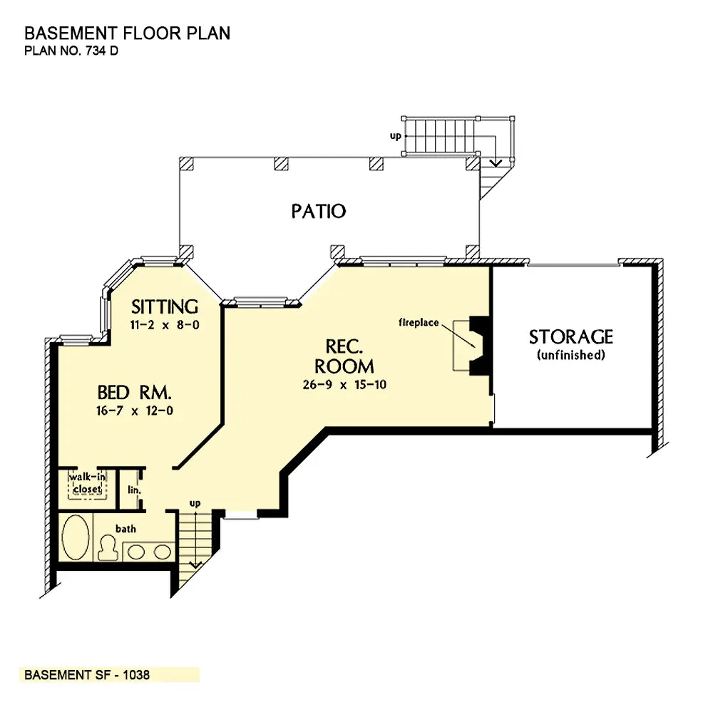 This is the basement floor plan image for rustic house plan 734 The Gilchrist