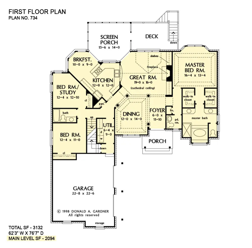 This is the first floor plan image for mountain house plan 734 The Gilchrist