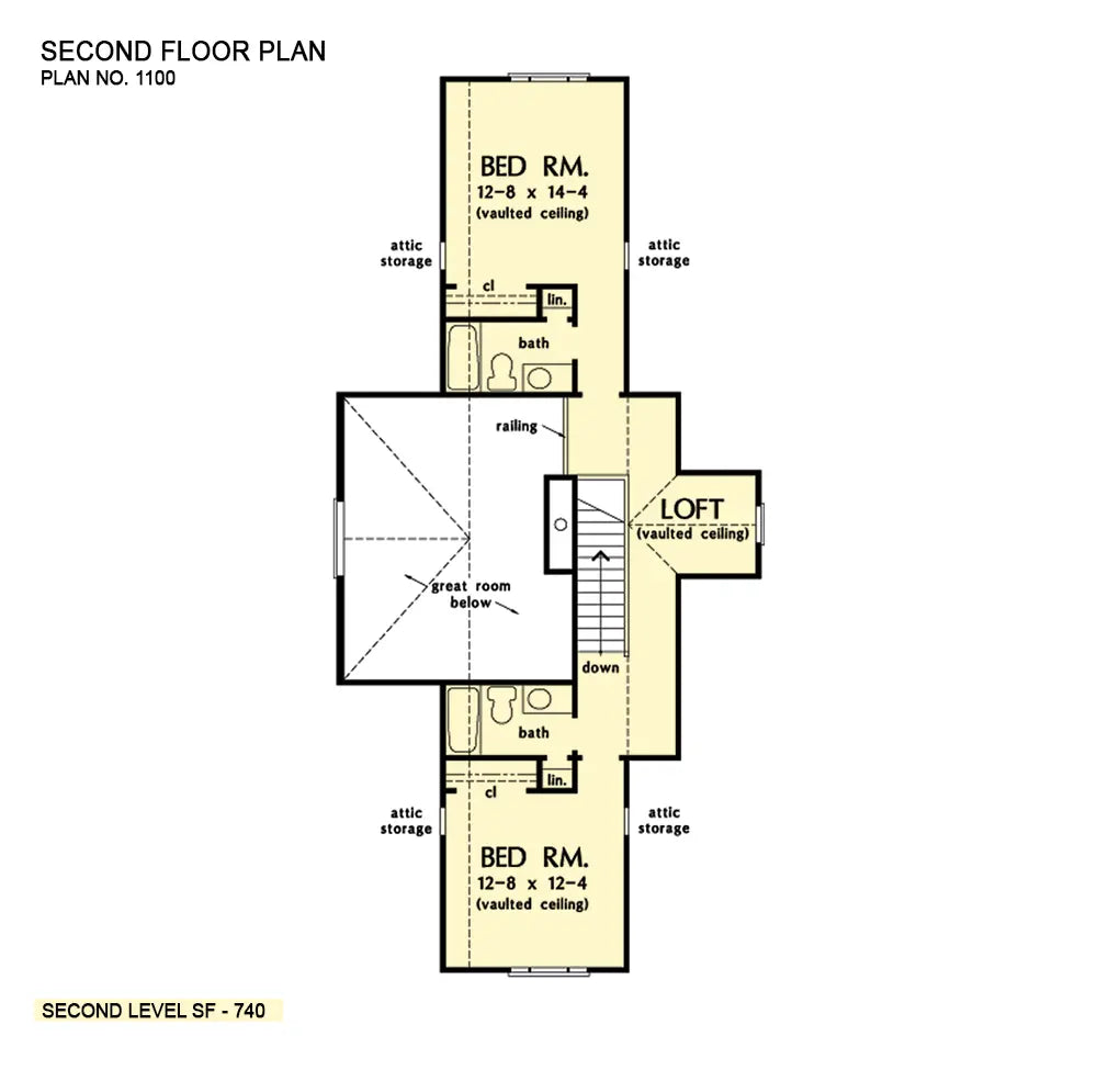 This is the second floor plan image for two story house plan 1100 The Gilmore