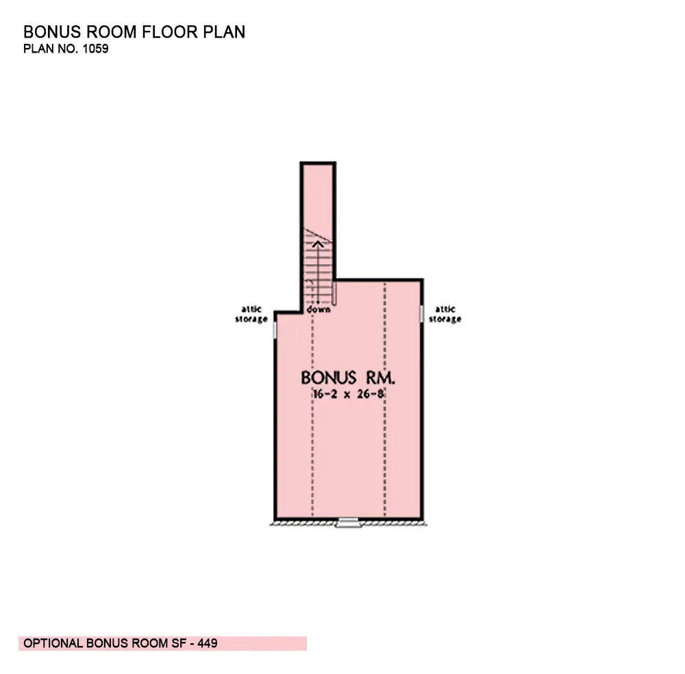 This is the bonus room floor plan image for traditional house plan 1059 The Giovanni