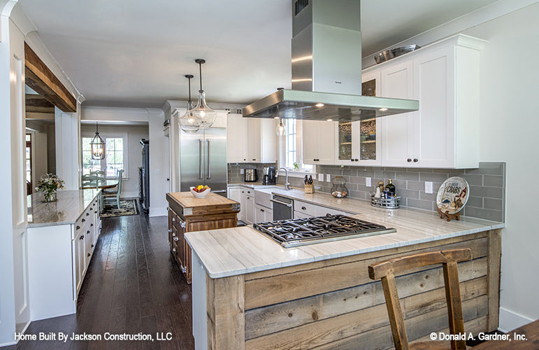 Countertop stove and vent and lots of cabinet space. The Glousester plan 1188. 