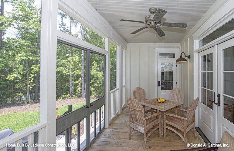 Screened in porch off the great room and master bedroom. The Glousester plan 1188. 