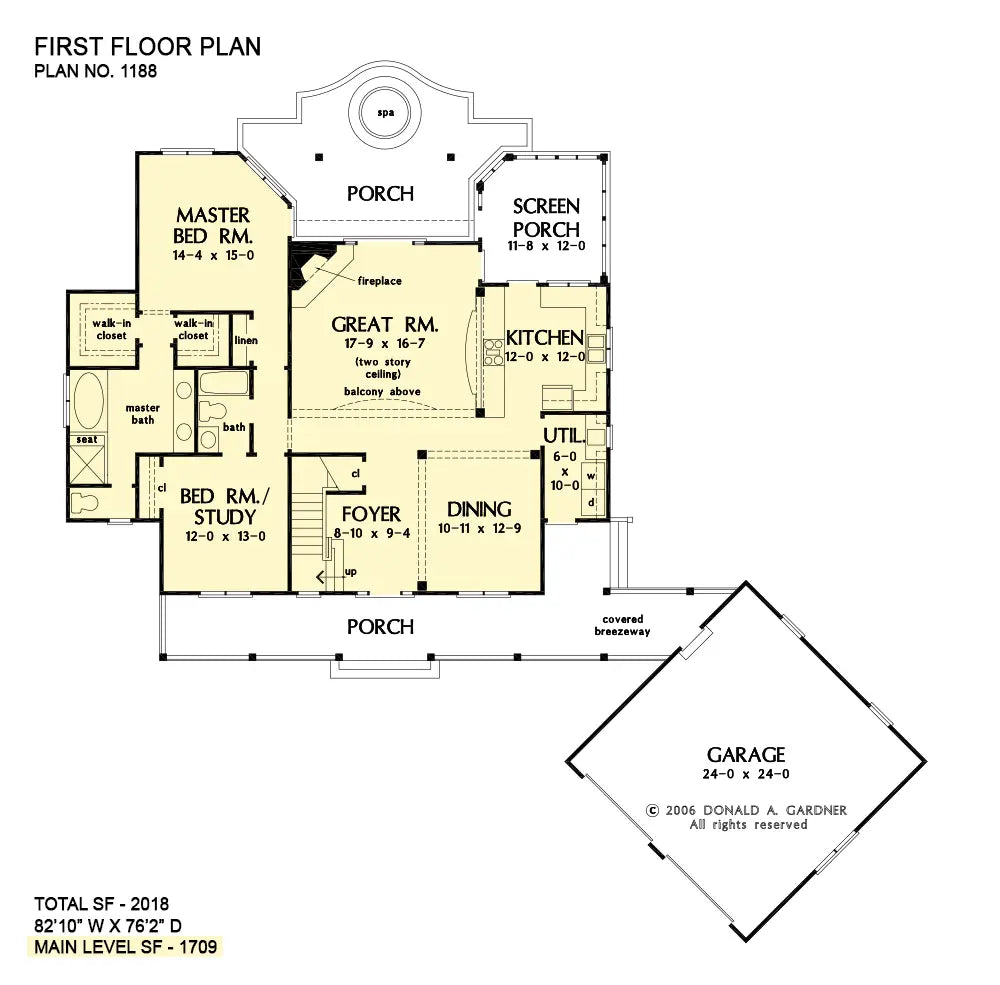 This is the first floor plan image for modern farmhouse house plan 1188 The Gloucester