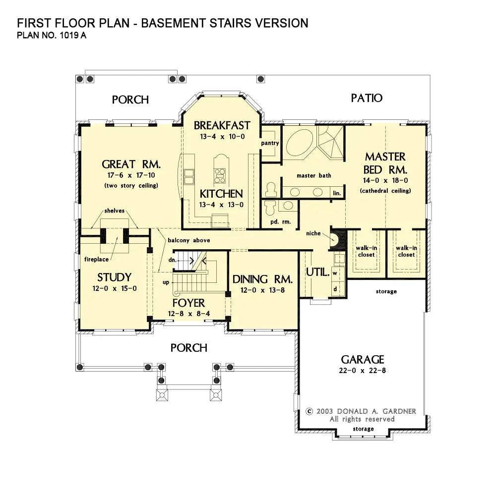 first floor layout with alterations to add access to the basement