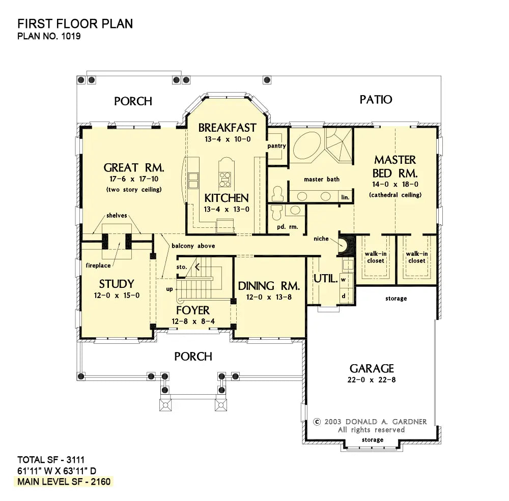 first floor layout has a study, great room open to the kitchen and master suite in the rear