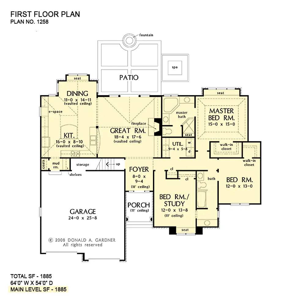 This is the first floor plan image for rustic house plan 1258 The Greenbranch